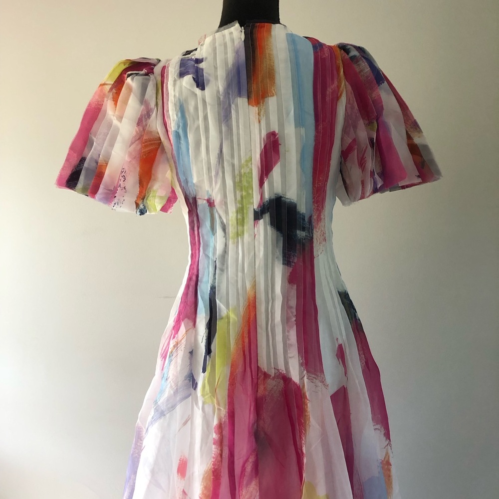 Women’s Aje Abstract Sunset Nova Pleated Midi Dress size 2  Spring 2024 - Picture 6 of 16